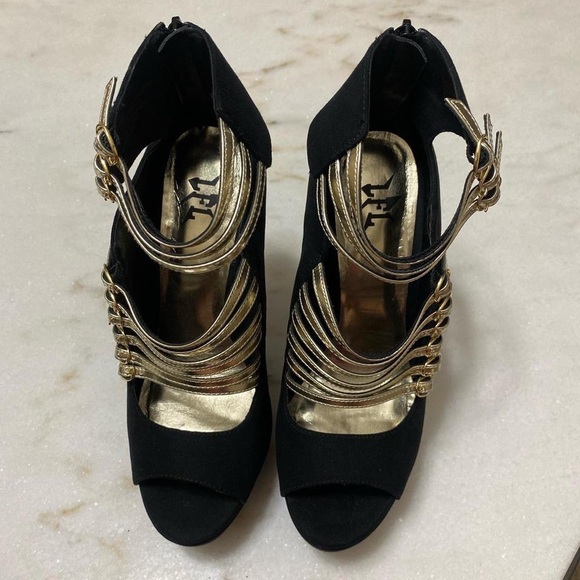 LFL by Lust for Life stiletto black and gold high heels size 9 - Picture 2 of 8